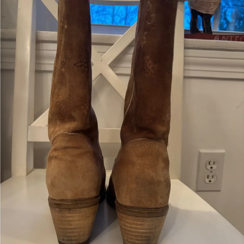 Wolverine suede Cowboy boots, Western wear brown Size 8 - Picture 4 of 8
